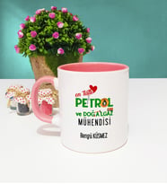 Mesajlı Petrol ve Doğalgaz Mühendisi Tasarımlı Kişiye Özel Hediye Petrol ve Doğalgaz Mühendisi Kupa Bardak Pembe
