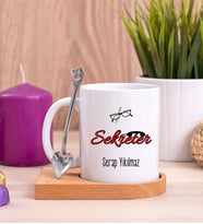 Sekreter Ahşap Altlıklı Beyaz Kupa Bardak