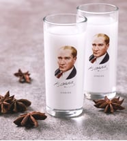 BK Gift Kişiye Özel Renkli Baskılı Atatürk Temalı İkili Rakı Bardağı Seti-12 (Beyaz)