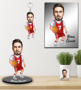 Kişiye Özel Basketbolcu Karikatürlü 3 lü Hediye Seti Bay-2