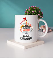 Mesajlı Bilgisayar Mühendisi Tasarımlı Kişiye Özel Bilgisayar Mühendisi Kupa Bardak ve Taş Bardak Altlığı Hediye Seti