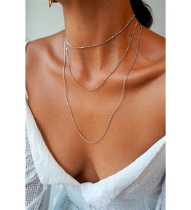 Kadın Üçlü Şeri Zincir Kolye Silver Katmanlı Kolye Choker Uzun Çoklu Kolye