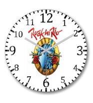 Rock in Rio Duvar Saati Bombeli Gercek Cam