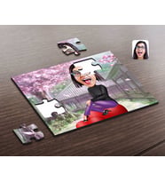 BK Gift Kişiye Özel Kadın Karikatürlü Ahşap Puzzle-2