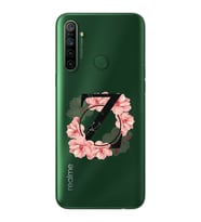 Pembe Çiçekli Harf Tasarım Süper Şeffaf Silikon Telefon Kılıfı Oppo Realmi 5i Z-