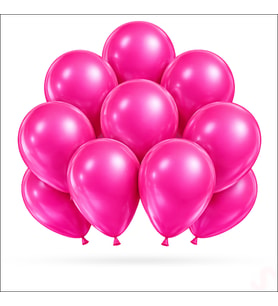 Metalik Parlak Balon, 30 cm x 10 Adet - Fuşya