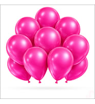 Metalik Parlak Balon, 30 cm x 10 Adet - Fuşya