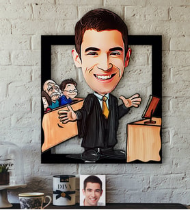 BK Gift Kişiye Özel Bay Avukat Karikatürlü 3D Ahşap Tablo-3