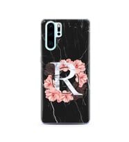 Mermer Çiçekli Harf Tasarım Süper Şeffaf Silikon Telefon Kılıfı Huawei P30 Pro R
