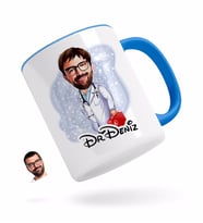 BK Gift Kişiye Özel Erkek Acil Tıp Teknisyeni Karikatürlü Mavi Kupa Bardak-1