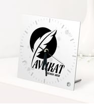 BK Gift Kişiye Özel Avukat Temalı Masaüstü Kare Cam Saat - 12 (Beyaz)