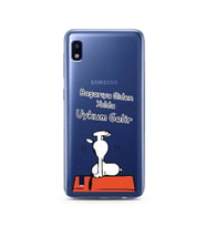 Snoopy Tasarımlı Süper Şeffaf Silikon Telefon Kılıfı Samsung A10