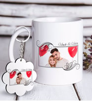 BK Gift Kişiye Özel İsimli Fotoğraflı Beyaz Kupa ve Anahtarlık Hediye Seti-32 (Model 1)