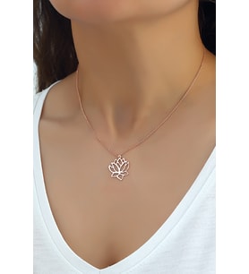 Azuris 925 Ayar Gümüş Lotus Kolye