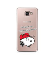 Snoopy Tasarımlı Süper Şeffaf Silikon Telefon Kılıfı Samsung A7 (2016)