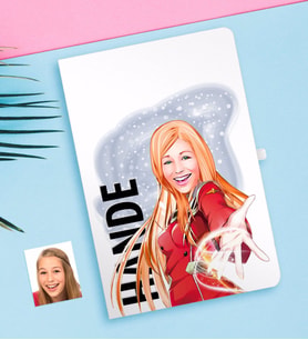 BK Gift Kişiye Özel Bayan Karikatürlü Beyaz Defter-34