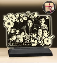 Öğretmenlere Özel Çiçekli Dikdörtgen 3d Modelli Gece Lambası (Beyaz)