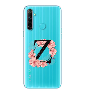 Pembe Çiçekli Harf Tasarım Süper Şeffaf Silikon Telefon Kılıfı Oppo Realmi 6i Z-