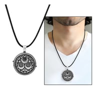 Üç Hilal Temalı Açılır Kapaklı İçinde Ayetel Kürsi Yazılı 925 Ayar Gümüş Dua Kolye (Çok Renkli)