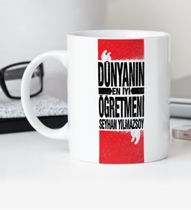 BK Gift Kişiye Özel Dünyanın En İyi Öğretmeni Beyaz Kupa Bardak  1