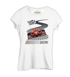 Araba - Yarış Beyaz Kadın Tshirt