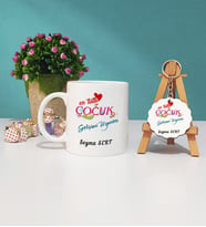 Mesajlı Çocuk Gelişimi Uzmanı Kupa Bardak ve Ahşap Anahtarlık Hediye Seti