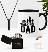 BK Gift Kişiye Özel The Walking Dad Siyah Kupa Benzinli Çakmak Kolye Seti-1 (Model 1)