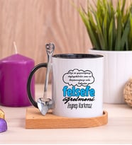 Felsefe Öğretmeni Ahşap Altlıklı Siyah Kupa Bardak