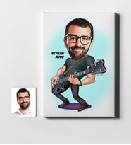 BK Gift Kişiye Özel Bay Gitarist Karikatür Kanvas Tablo 50x70cm 1