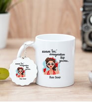 Övmeyeceksen Hiç Yazma Beyaz Kupa Bardak ve Anahtarlık Set