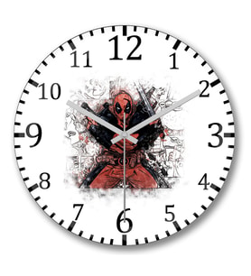 Deadpool Marvel Franciss Duvar Saati Bombeli Gercek Cam