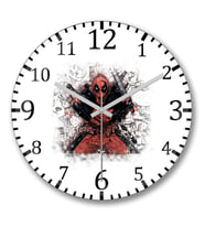 Deadpool Marvel Franciss Duvar Saati Bombeli Gercek Cam