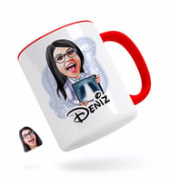 BK Gift Kişiye Özel Kadın Radyolojist Karikatürlü Kırmızı Kupa Bardak-1
