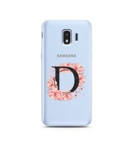 Pembe Çiçekli Harf Tasarım Süper Şeffaf Silikon Telefon Kılıfı Samsung J2 Pro (2
