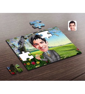 BK Gift Kişiye Özel Erkek Karikatürlü Ahşap Puzzle-52