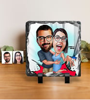 BK Gift Kişiye Özel Sevgililer Karikatürlü Dekoratif Doğal Taş  14