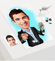 BK Gift Kişiye Özel Bay Bankacı Karikatür 240 Parça A3 Puzzle  1