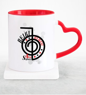 BK Gift Kişiye Özel Mesleki Reiki Uzmanı Kırmızı Kalpli Kupa Bardak  1