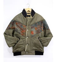 Aztec Mont Kürklü Blok Renk Vintage Deri Mont Haki (Çok Renkli)
