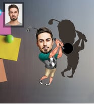Kişiye Özel Golfçü Karikatürlü Ahşap Magnet Bay-1