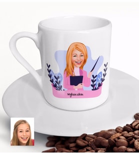 BK Gift Kişiye Özel Bayan Sınıf Öğretmeni Türk Kahvesi Fincanı-2 (Beyaz)