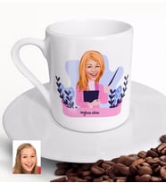 BK Gift Kişiye Özel Bayan Sınıf Öğretmeni Türk Kahvesi Fincanı-2 (Beyaz)