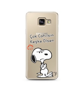 Snoopy Tasarımlı Süper Şeffaf Silikon Telefon Kılıfı Samsung A3 (2017)
