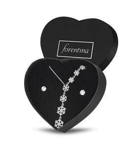 Forentina Beyaz Kar Tanesi Kolye Küpe Set PS1593