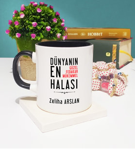 Hala Tasarımlı Kişiye Özel Hala Kupa Bardak Siyah