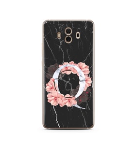 Mermer Çiçekli Harf Tasarım Süper Şeffaf Silikon Telefon Kılıfı Huawei Mate 10 P
