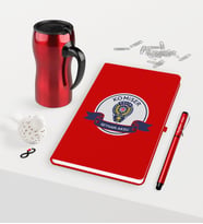 BK Gift Kişiye Özel Komiser Temalı Kırmızı Defter Kalem Termos Mug Seti - 1 (Model 1)