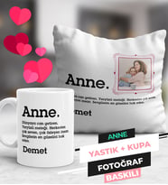 Fotoğraflı Anne Kupa Bardak ve Yastık Seti