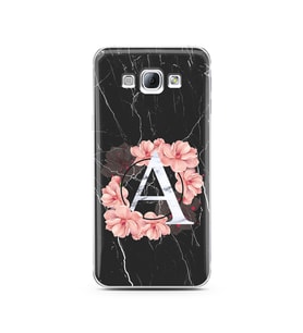 Mermer Çiçekli Harf Tasarım Süper Şeffaf Silikon Telefon Kılıfı Samsung A8 (2015