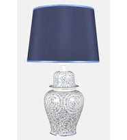 qdec Bleu Blanc Şah Vazo Abajur Haliç Mavi